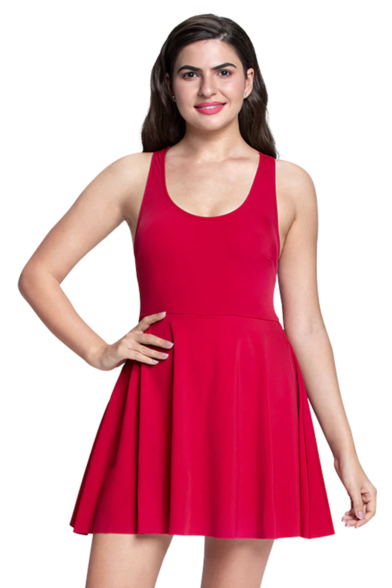 Amante Round Neck Padded Swim Dress - Bull Fight