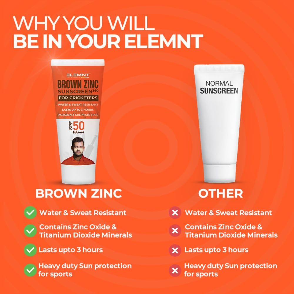 ELEMENT BROWN ZINC SUNSCREEN 360 FOR CRICKETERS