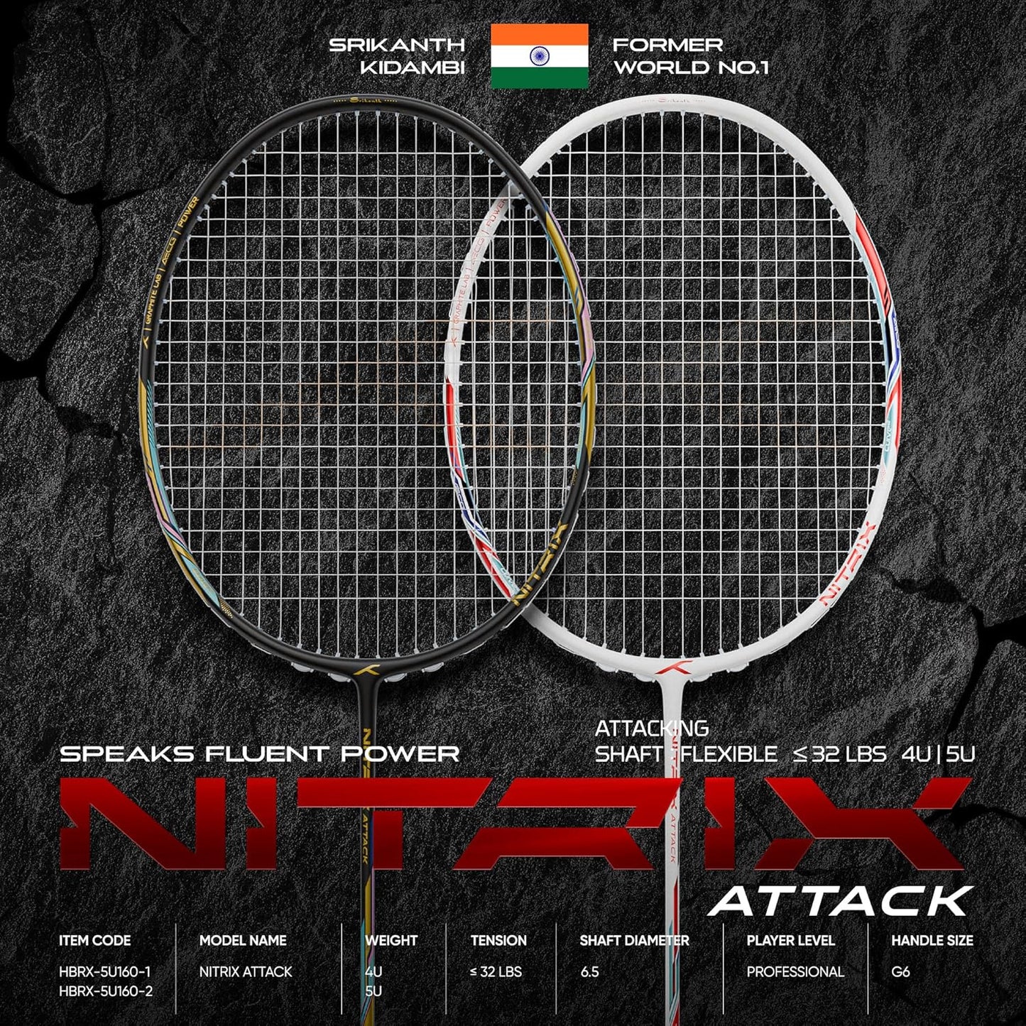 HUNDRED Nitrix Attack Badminton Racquet