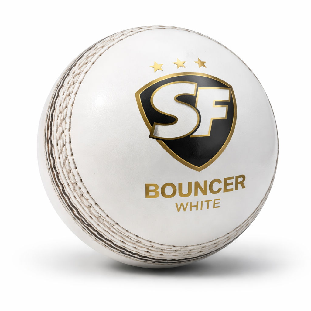 SF BOUNCER WHITE CRICKET LEATHER BALL (PACK OF 3)
