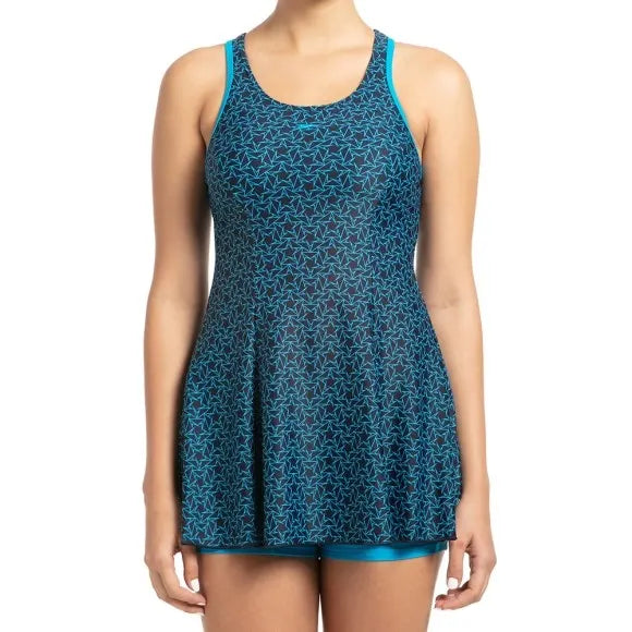 Boomstar Allover Printed Swimdress With Boyleg