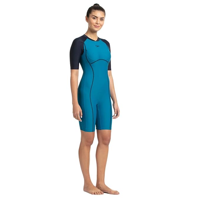 Speedo Women's Endurance Essential Splice Kneesuit Swimwear - Nordic Teal & True Navy