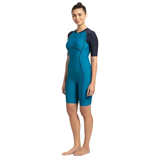 Speedo Women's Endurance Essential Splice Kneesuit Swimwear - Nordic Teal & True Navy