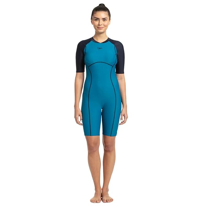 Speedo Women's Endurance Essential Splice Kneesuit Swimwear - Nordic Teal & True Navy