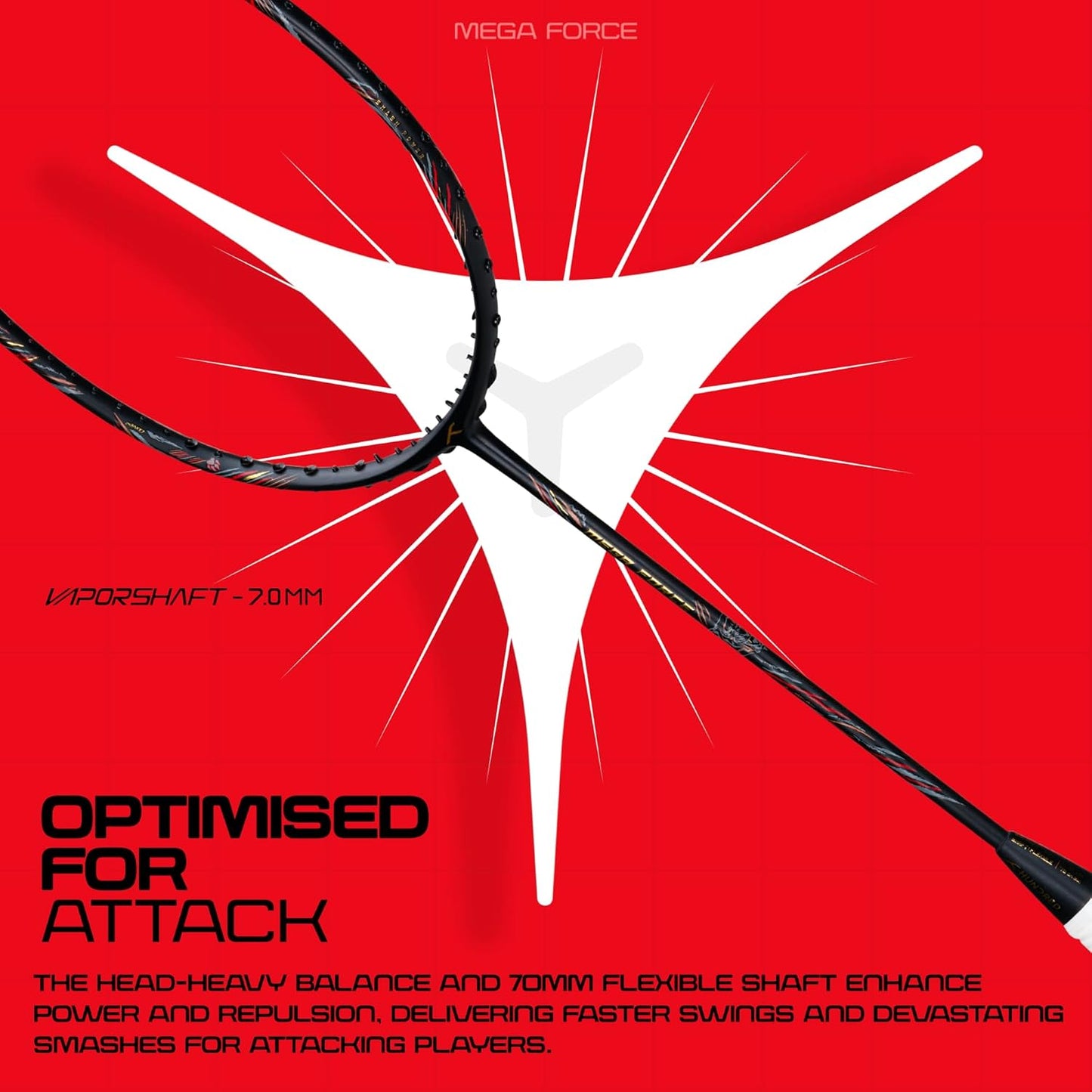 HUNDRED Mega Force Badminton Racquet