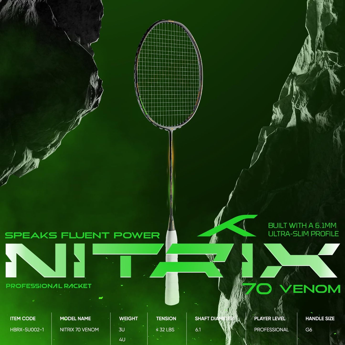 HUNDRED Nitrix 70 Venom Badminton Racquet