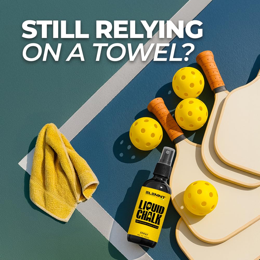 Elemnt Liquid Chalk for Racket Sports | Badminton, Lawn Tennis, Paddle Ball| Ideal for Racket Sports, Tennis Racket Grip, Squash | Quick Dry Formula for Sweat Free Hands | 100 ML