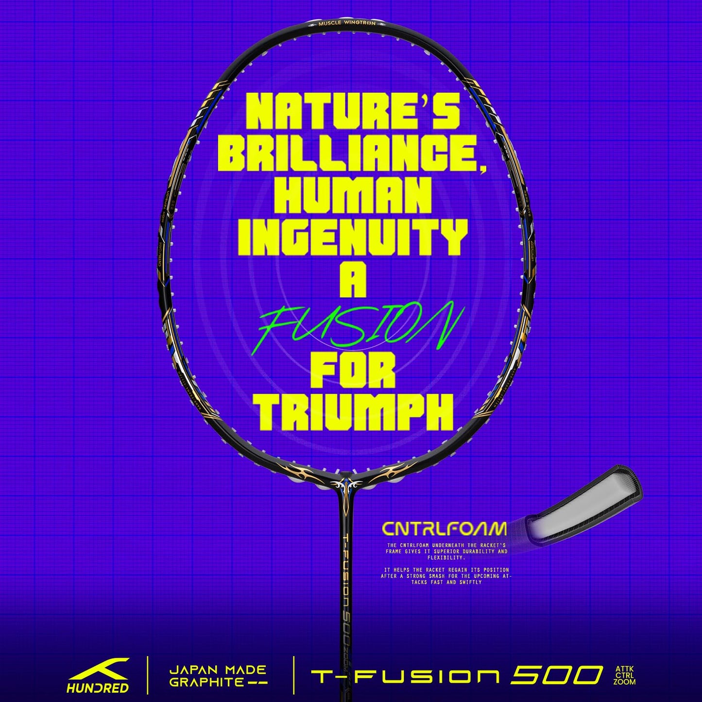 HUNDRED T-Fusion 500 Zoom Badminton Racquet