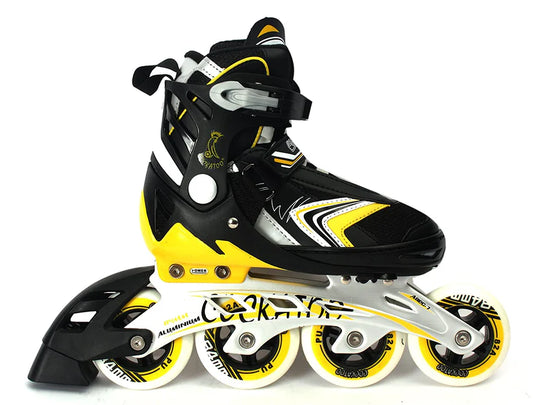 COCKATOO IS-05 Inline Adjustable Skates| ABEC 9 Bearing 90 mm Wheel | Yellow