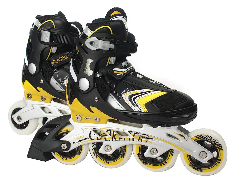 COCKATOO IS-05 Inline Adjustable Skates| ABEC 9 Bearing 90 mm Wheel | Yellow