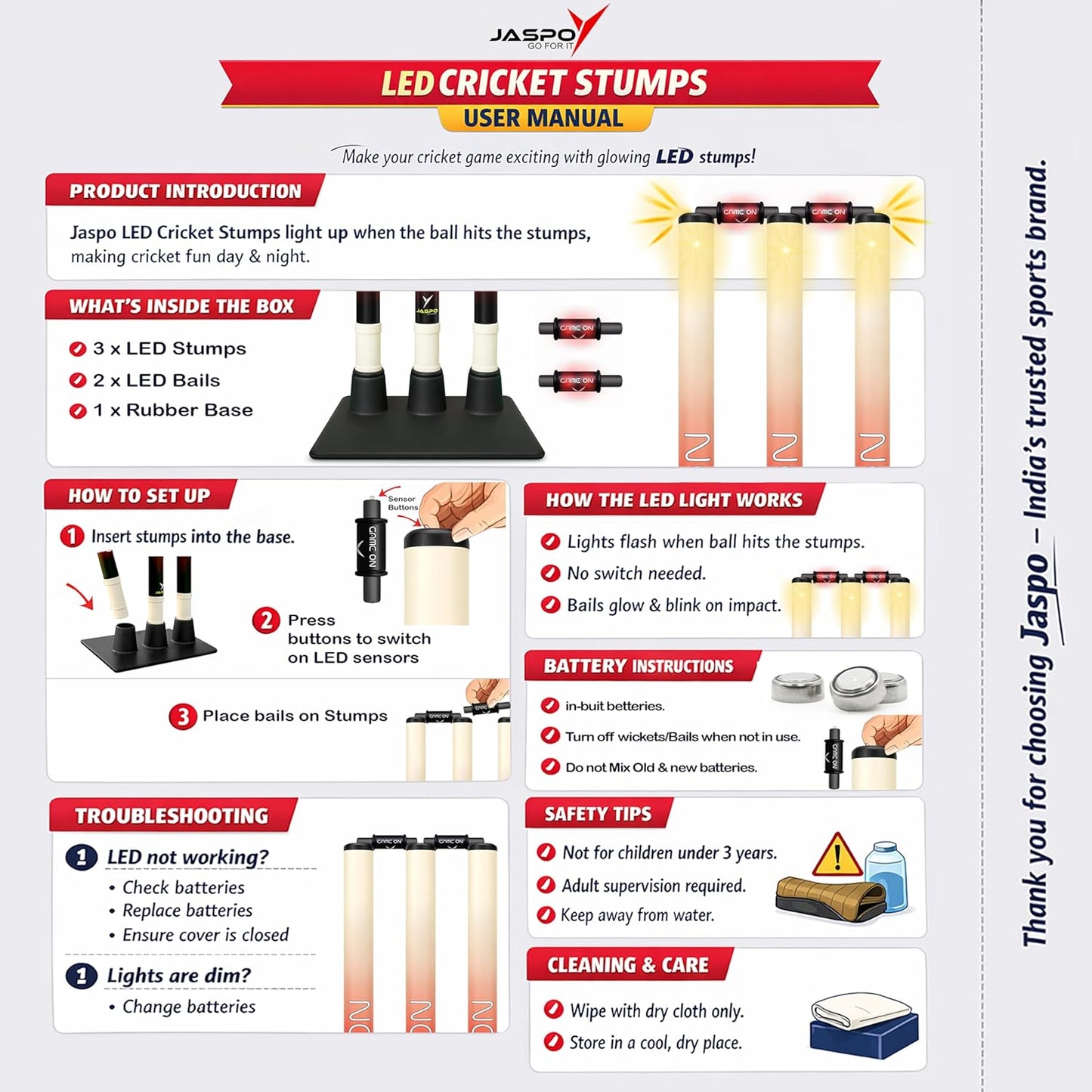Jaspo LED Game-On 30 inches Wicket Set