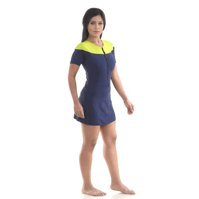 Attiva Ladies Aline Swimwear with Short Sleeves & Front Zipper