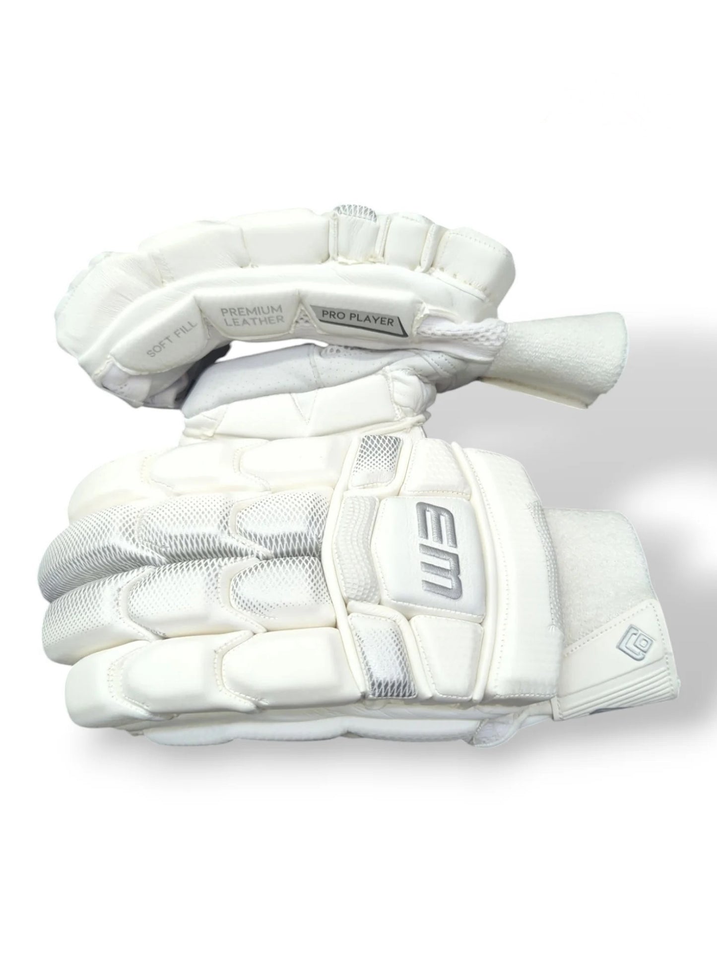 EM Pro Player Batting Gloves (White) – Youth RH 💪