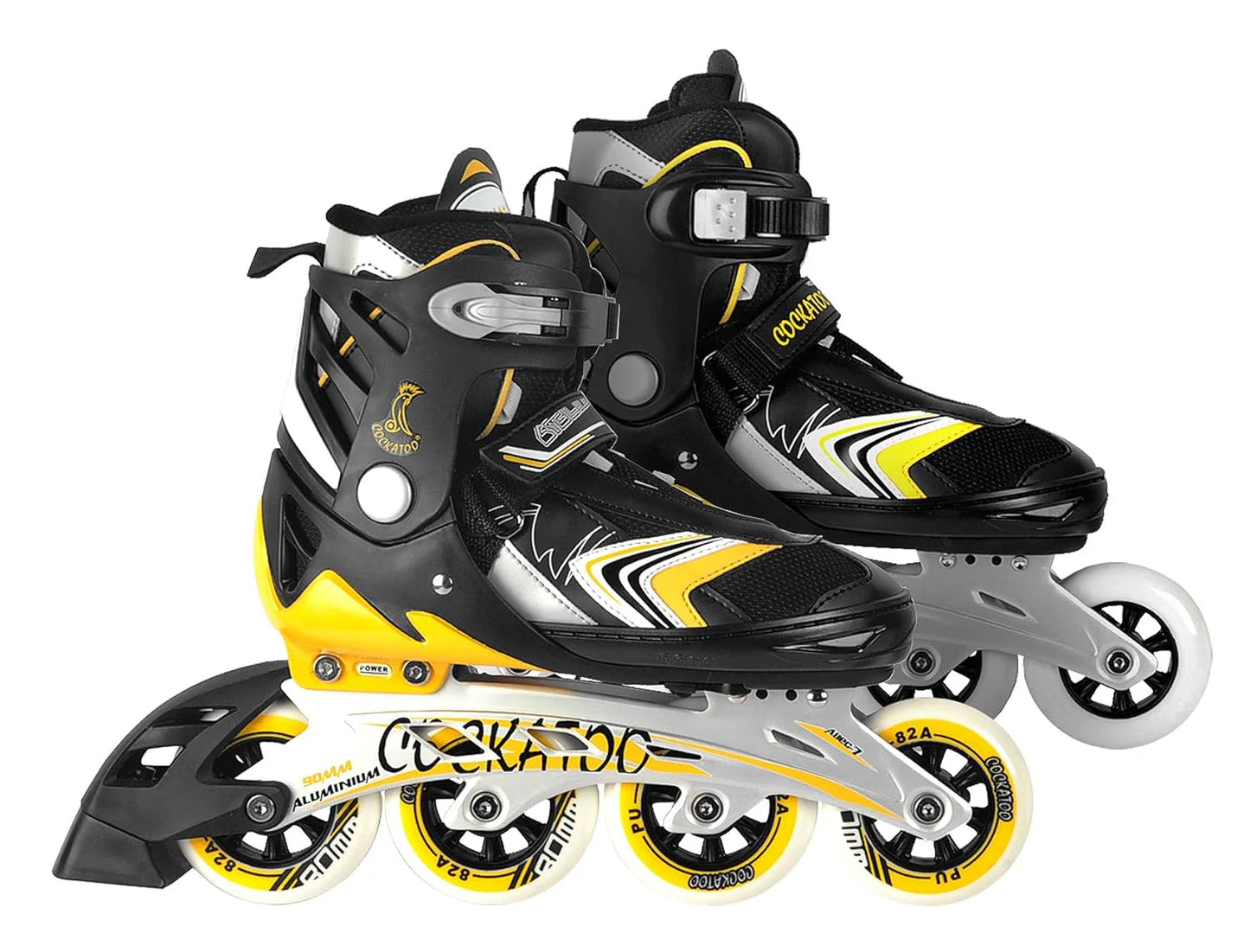 COCKATOO IS-05 Inline Adjustable Skates| ABEC 9 Bearing 90 mm Wheel | Yellow