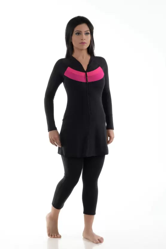 ATTIVA FRONT ZIPPER SWIMWEAR WITH FULL SLEEVES